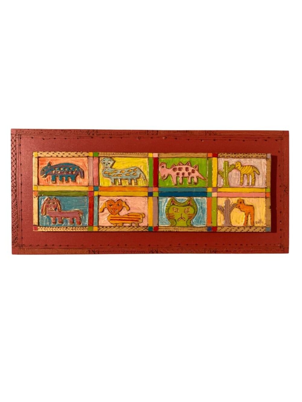 Whimsical And Naïve Folk Art Animals Wall Decor Hand Painted On Wood Signed
